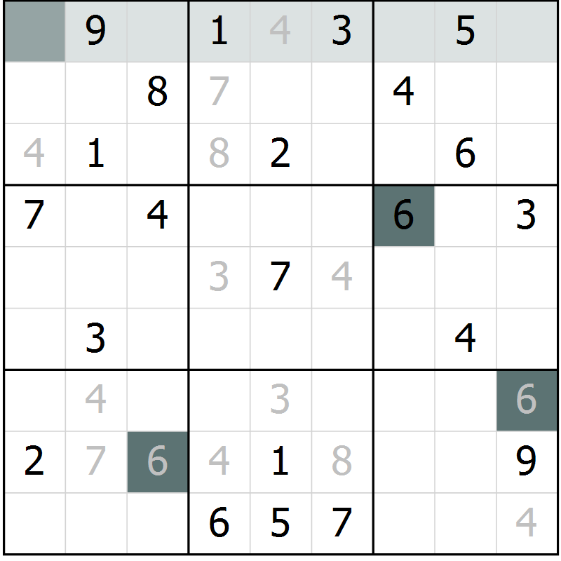 Position des candidats pour la solution de la Gr 10 page 12 du magazine de sudoku Expert n° 019