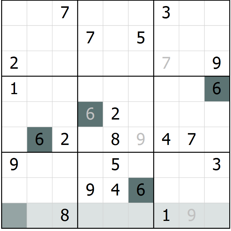 Position des candidats pour la solution de la Gr 11 page 13 du magazine de sudoku Expert n° 019