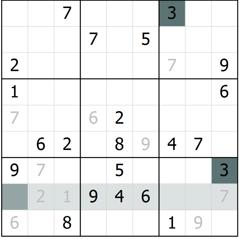 Position des candidats pour la solution de la Gr 11 page 13 du magazine de sudoku Expert n° 019