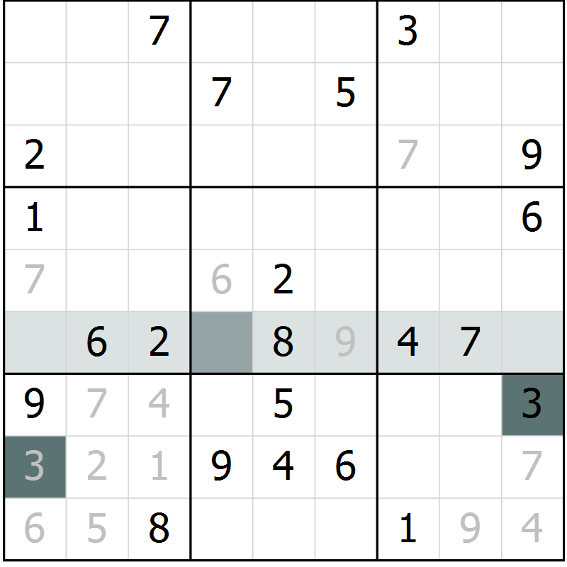 Position des candidats pour la solution de la Gr 11 page 13 du magazine de sudoku Expert n° 019