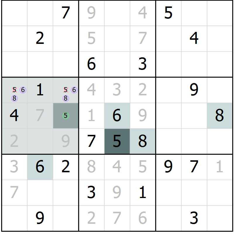 Position des candidats pour la solution de la Gr 12 page 14 du magazine de sudoku Expert n° 019