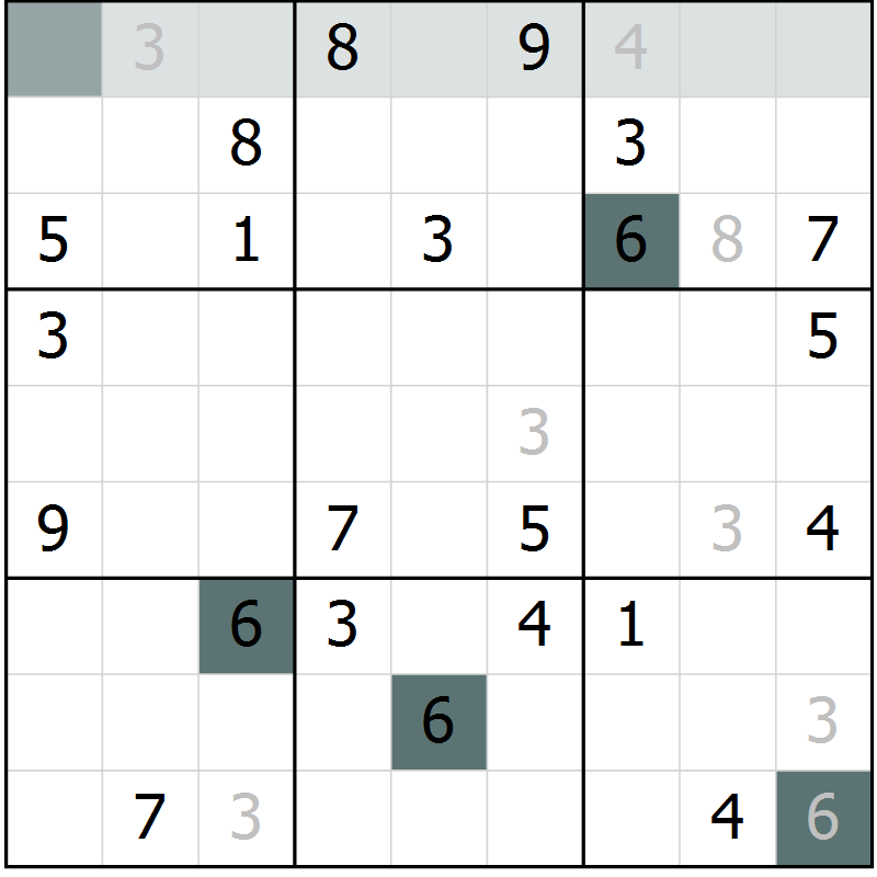 Position des candidats pour la solution de la Gr 13 page 15 du magazine de sudoku Expert n° 019