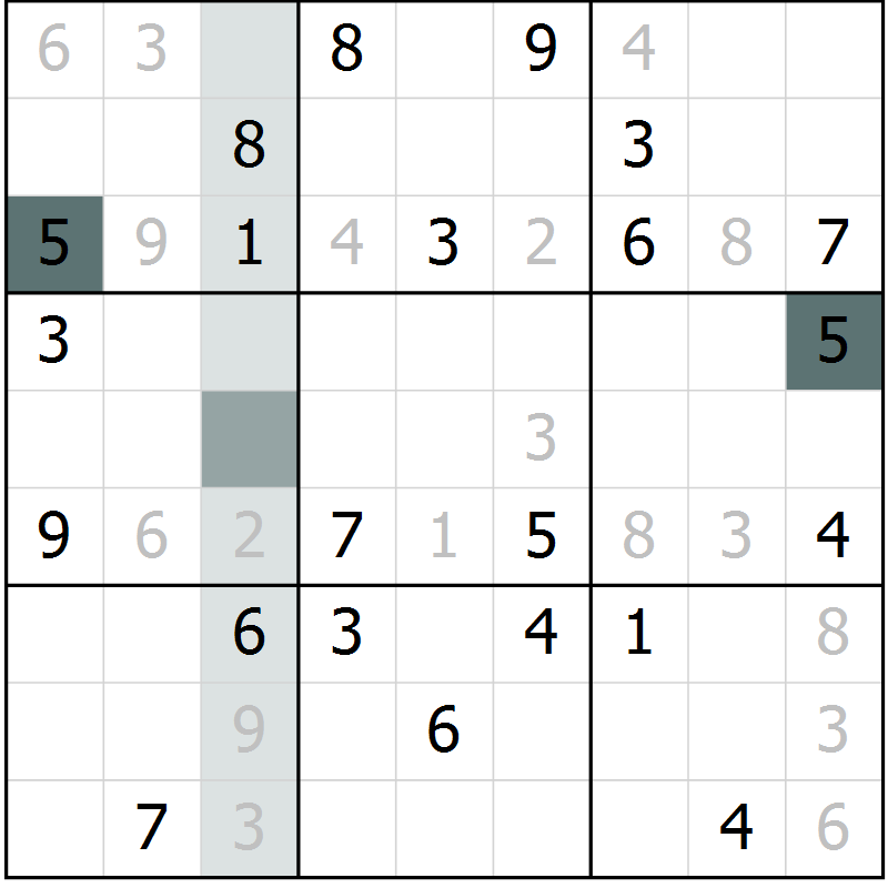 Position des candidats pour la solution de la Gr 13 page 15 du magazine de sudoku Expert n° 019