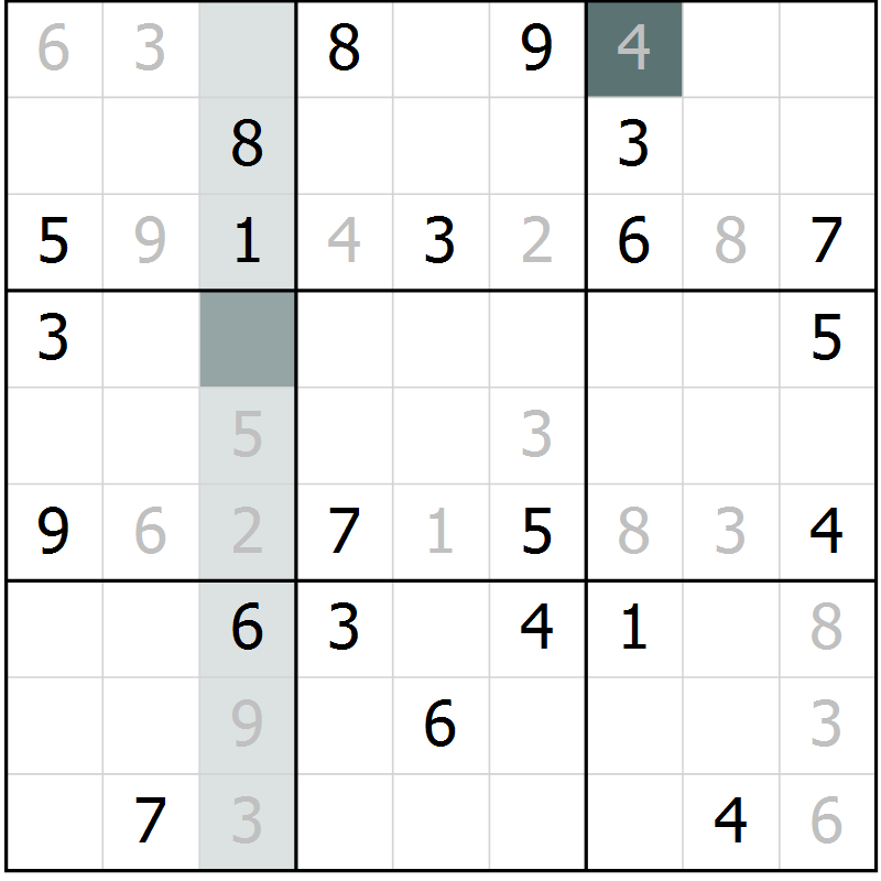 Position des candidats pour la solution de la Gr 13 page 15 du magazine de sudoku Expert n° 019
