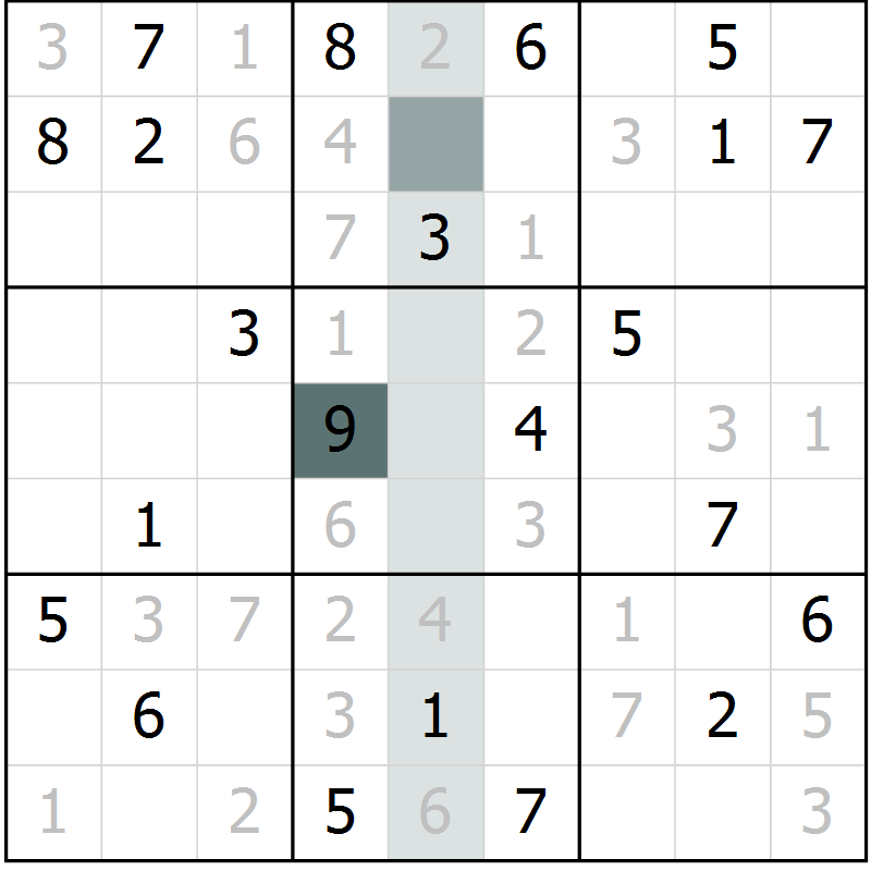 Position des candidats pour la solution de la Gr 14 page 16 du magazine de sudoku Expert n° 019