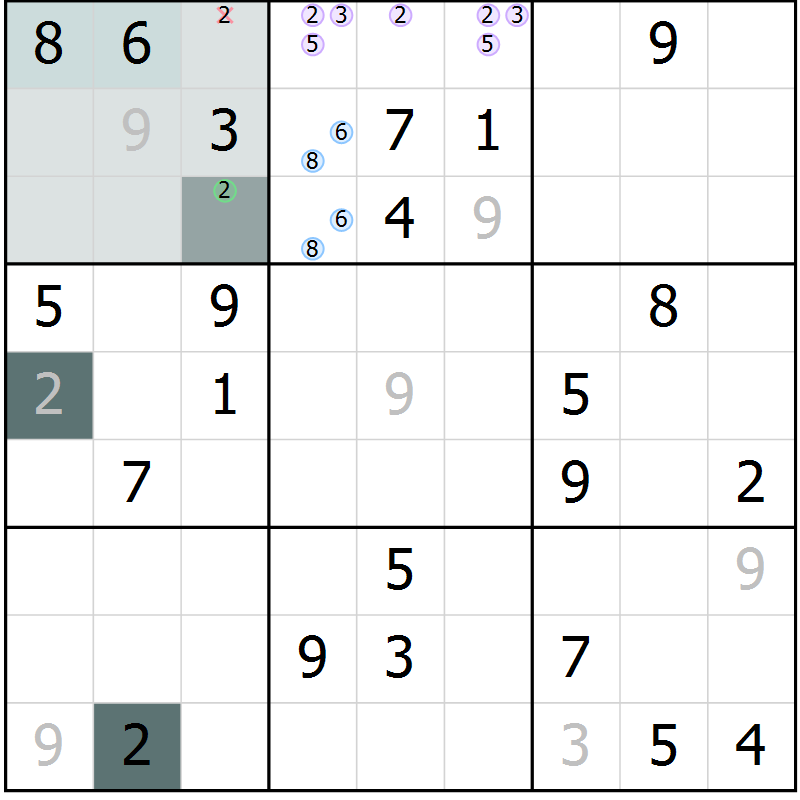Position des candidats pour la solution de la Gr 15 page 17 du magazine de sudoku Expert n° 019