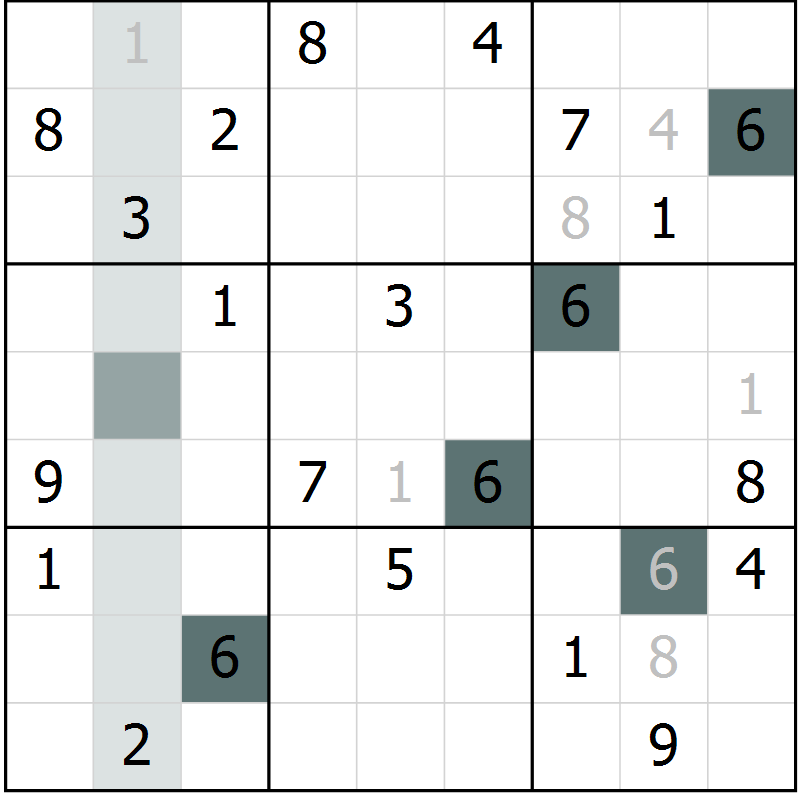 Position des candidats pour la solution de la Gr 16 page 18 du magazine de sudoku Expert n° 019