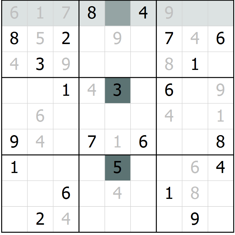 Position des candidats pour la solution de la Gr 16 page 18 du magazine de sudoku Expert n° 019