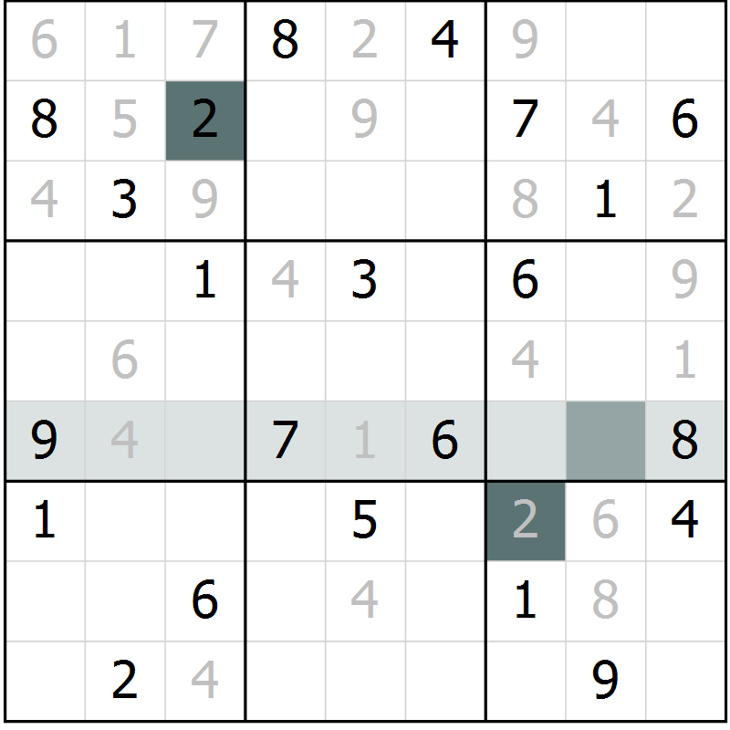 Position des candidats pour la solution de la Gr 16 page 18 du magazine de sudoku Expert n° 019
