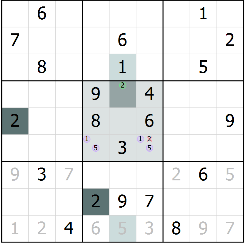 Position des candidats pour la solution de la Gr 17 page 19 du magazine de sudoku Expert n° 019