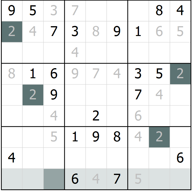 Position des candidats pour la solution de la Gr 18 page 20 du magazine de sudoku Expert n° 019