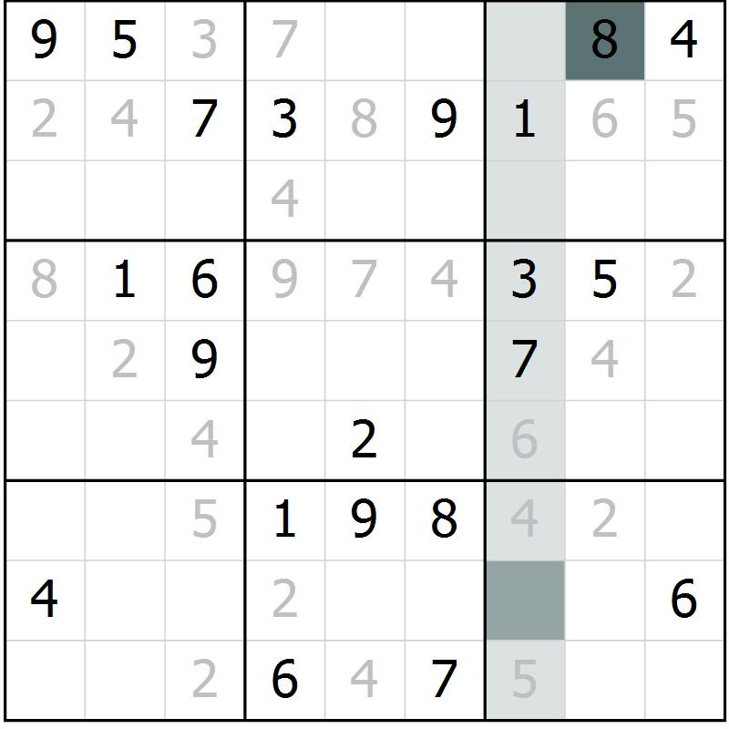 Position des candidats pour la solution de la Gr 18 page 20 du magazine de sudoku Expert n° 019