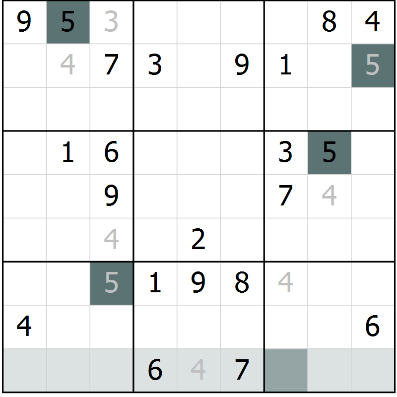 Position des candidats pour la solution de la Gr 18 page 20 du magazine de sudoku Expert n° 019