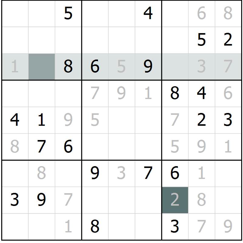 Position des candidats pour la solution de la Gr 19 page 21 du magazine de sudoku Expert n° 019
