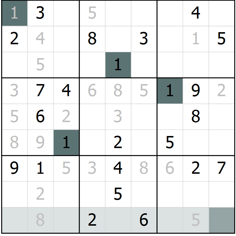 Position des candidats pour la solution de la Gr 2 page 4 du magazine de sudoku Expert n° 019