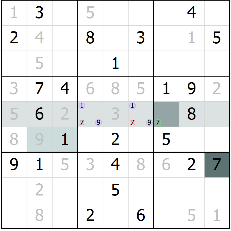 Position des candidats pour la solution de la Gr 2 page 4 du magazine de sudoku Expert n° 019