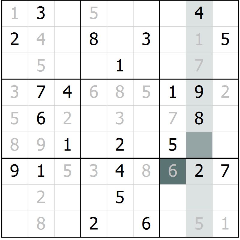 Position des candidats pour la solution de la Gr 2 page 4 du magazine de sudoku Expert n° 019