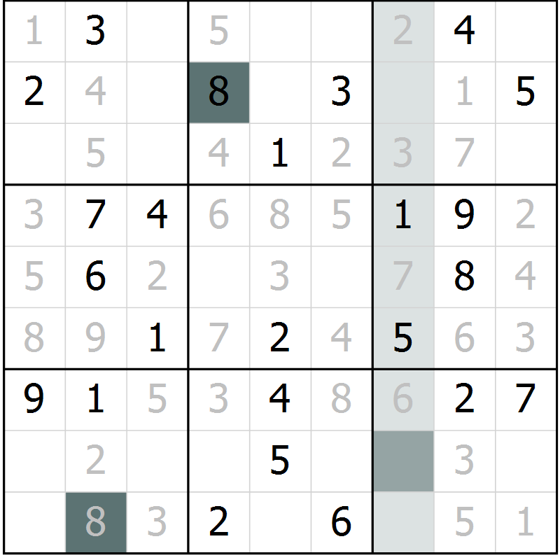 Position des candidats pour la solution de la Gr 2 page 4 du magazine de sudoku Expert n° 019