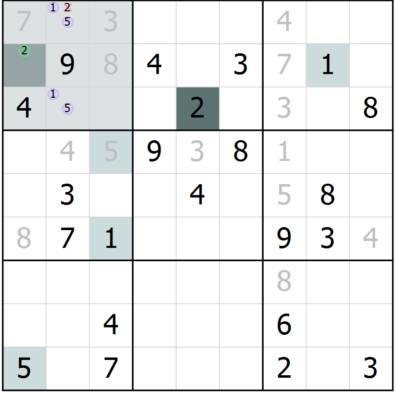 Position des candidats pour la solution de la Gr 20 page 22 du magazine de sudoku Expert n° 019