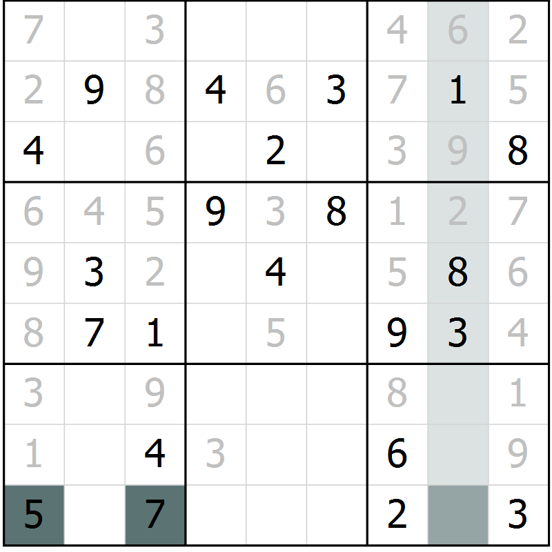 Position des candidats pour la solution de la Gr 20 page 22 du magazine de sudoku Expert n° 019