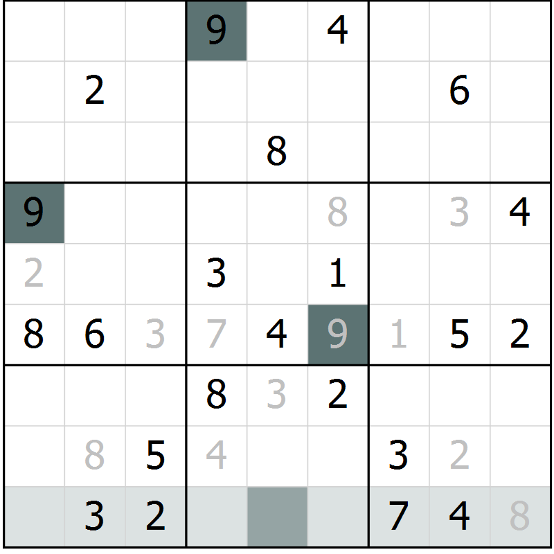 Position des candidats pour la solution de la Gr 21 page 23 du magazine de sudoku Expert n° 019