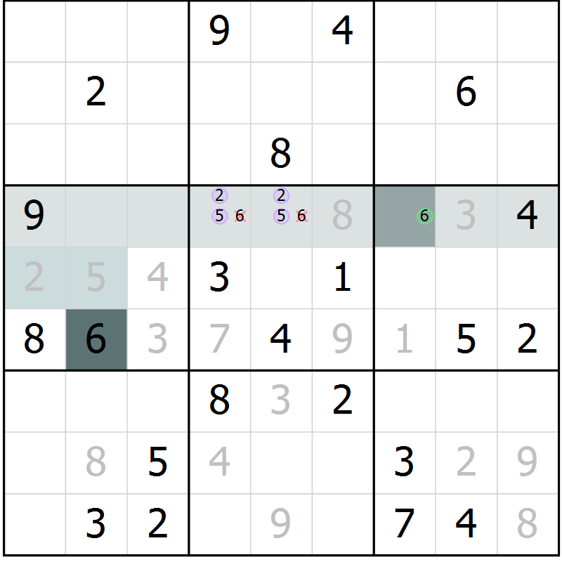 Position des candidats pour la solution de la Gr 21 page 23 du magazine de sudoku Expert n° 019