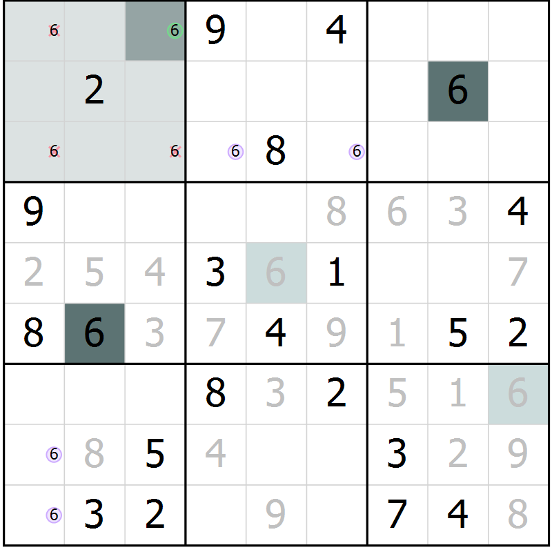 Position des candidats pour la solution de la Gr 21 page 23 du magazine de sudoku Expert n° 019