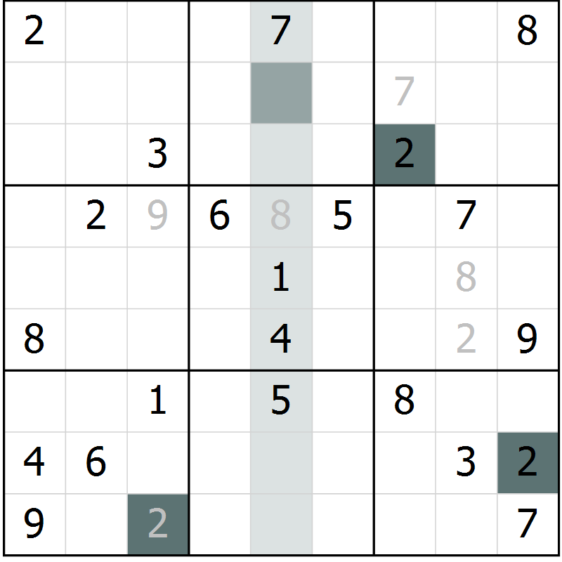 Position des candidats pour la solution de la Gr 22 page 24 du magazine de sudoku Expert n° 019