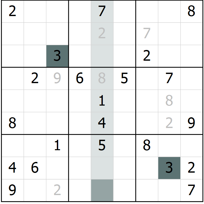 Position des candidats pour la solution de la Gr 22 page 24 du magazine de sudoku Expert n° 019