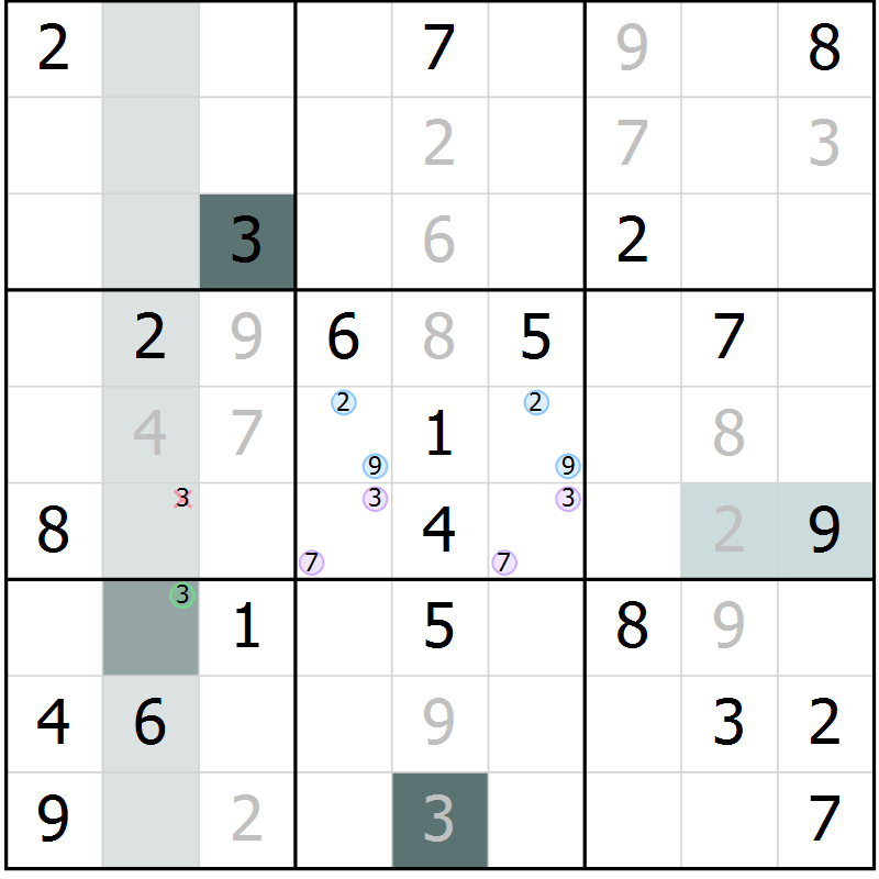 Position des candidats pour la solution de la Gr 22 page 24 du magazine de sudoku Expert n° 019