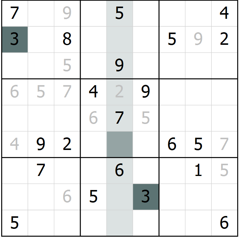 Position des candidats pour la solution de la Gr 25 page 27 du magazine de sudoku Expert n° 019