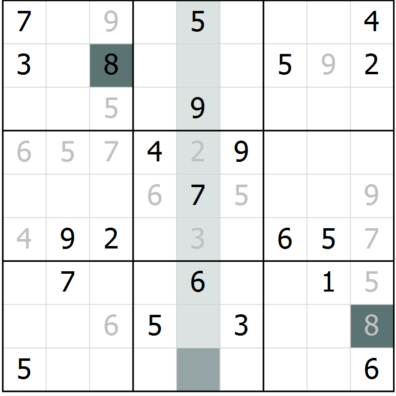 Position des candidats pour la solution de la Gr 25 page 27 du magazine de sudoku Expert n° 019