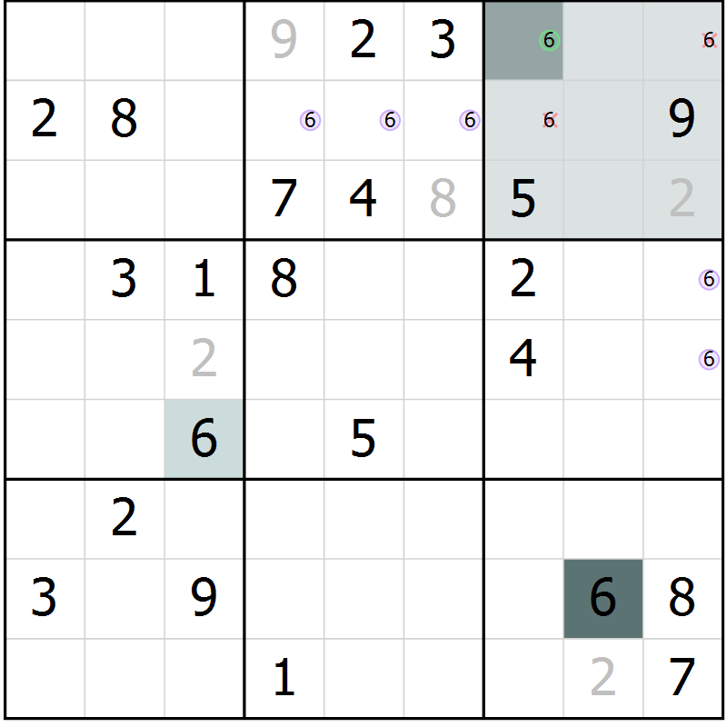 Position des candidats pour la solution de la Gr 26 page 28 du magazine de sudoku Expert n° 019