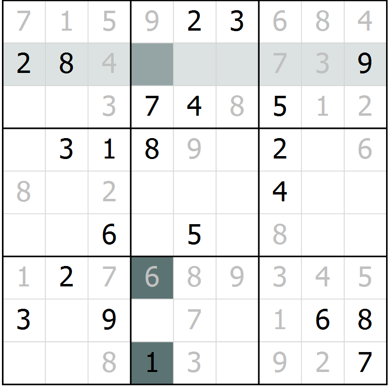 Position des candidats pour la solution de la Gr 26 page 28 du magazine de sudoku Expert n° 019