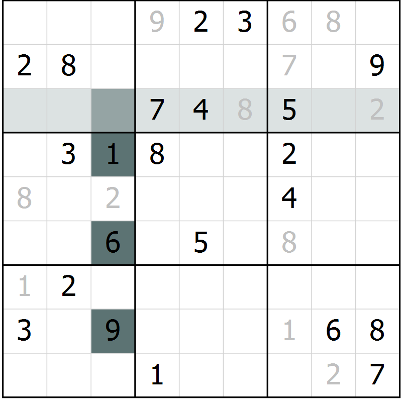 Position des candidats pour la solution de la Gr 26 page 28 du magazine de sudoku Expert n° 019