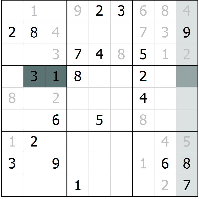 Position des candidats pour la solution de la Gr 26 page 28 du magazine de sudoku Expert n° 019