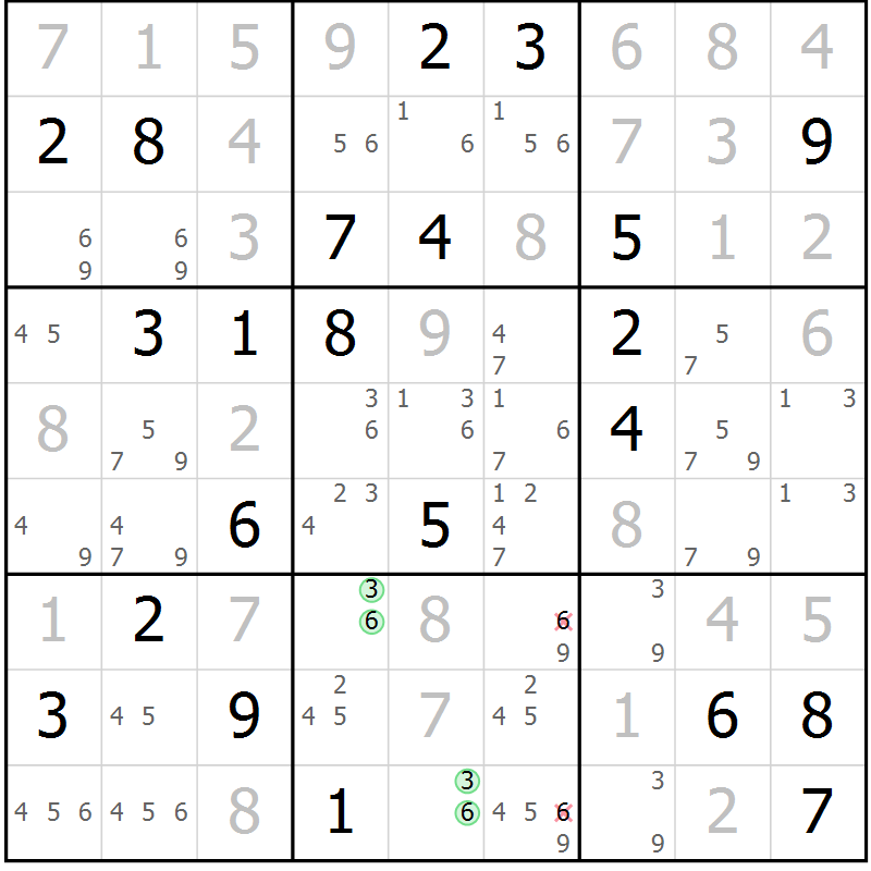 Position des candidats pour la solution de la Gr 26 page 28 du magazine de sudoku Expert n° 019