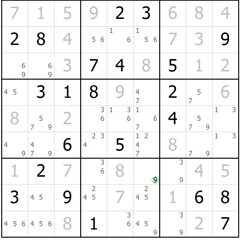 Position des candidats pour la solution de la Gr 26 page 28 du magazine de sudoku Expert n° 019
