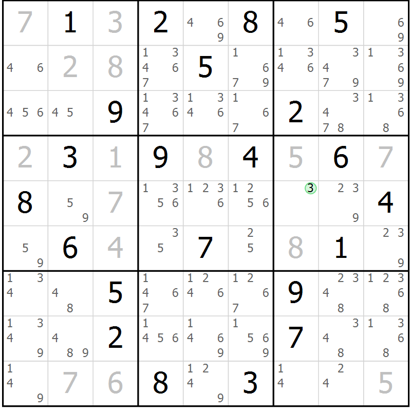 Position des candidats pour la solution de la Gr 27 page 29 du magazine de sudoku Expert n° 019