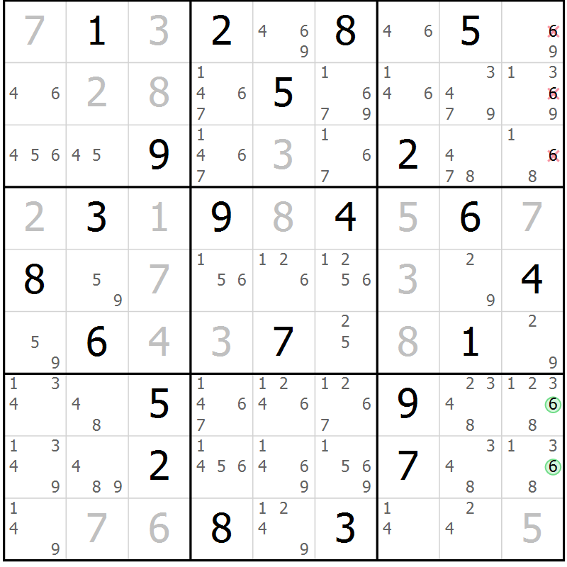 Position des candidats pour la solution de la Gr 27 page 29 du magazine de sudoku Expert n° 019
