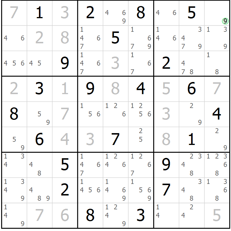 Position des candidats pour la solution de la Gr 27 page 29 du magazine de sudoku Expert n° 019