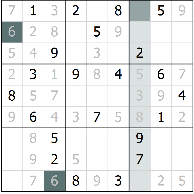 Position des candidats pour la solution de la Gr 27 page 29 du magazine de sudoku Expert n° 019