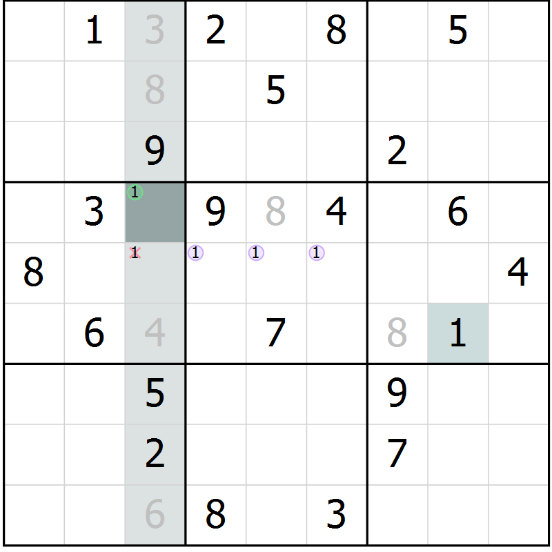 Position des candidats pour la solution de la Gr 27 page 29 du magazine de sudoku Expert n° 019