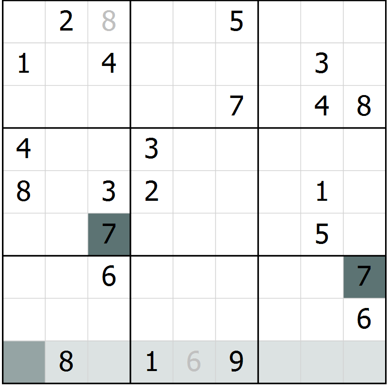 Position des candidats pour la solution de la Gr 28 page 30 du magazine de sudoku Expert n° 019