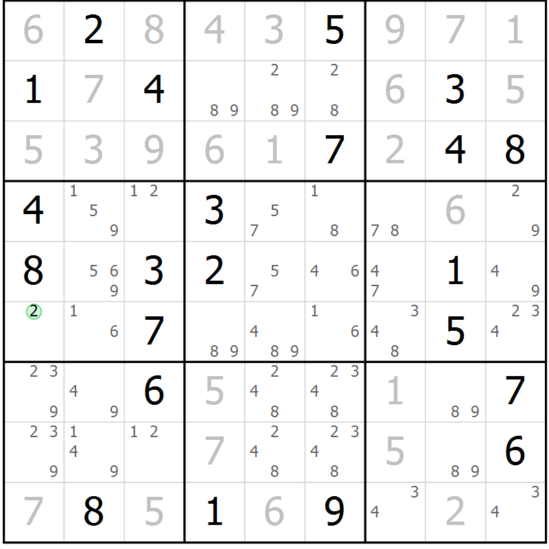 Position des candidats pour la solution de la Gr 28 page 30 du magazine de sudoku Expert n° 019