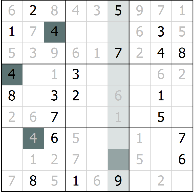 Position des candidats pour la solution de la Gr 28 page 30 du magazine de sudoku Expert n° 019
