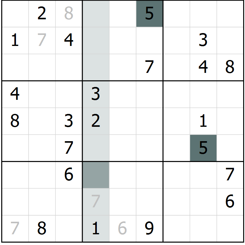Position des candidats pour la solution de la Gr 28 page 30 du magazine de sudoku Expert n° 019
