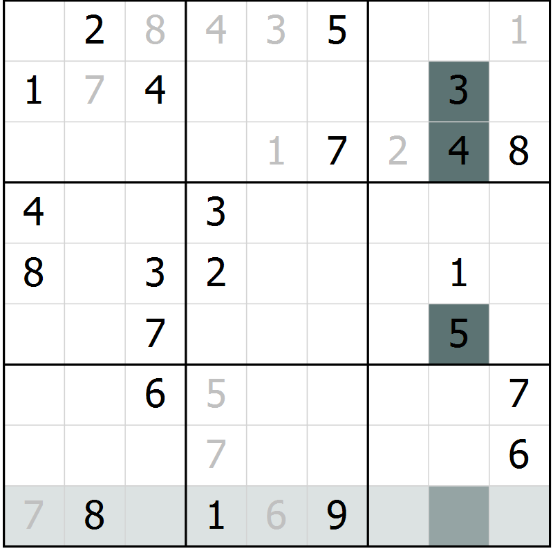 Position des candidats pour la solution de la Gr 28 page 30 du magazine de sudoku Expert n° 019