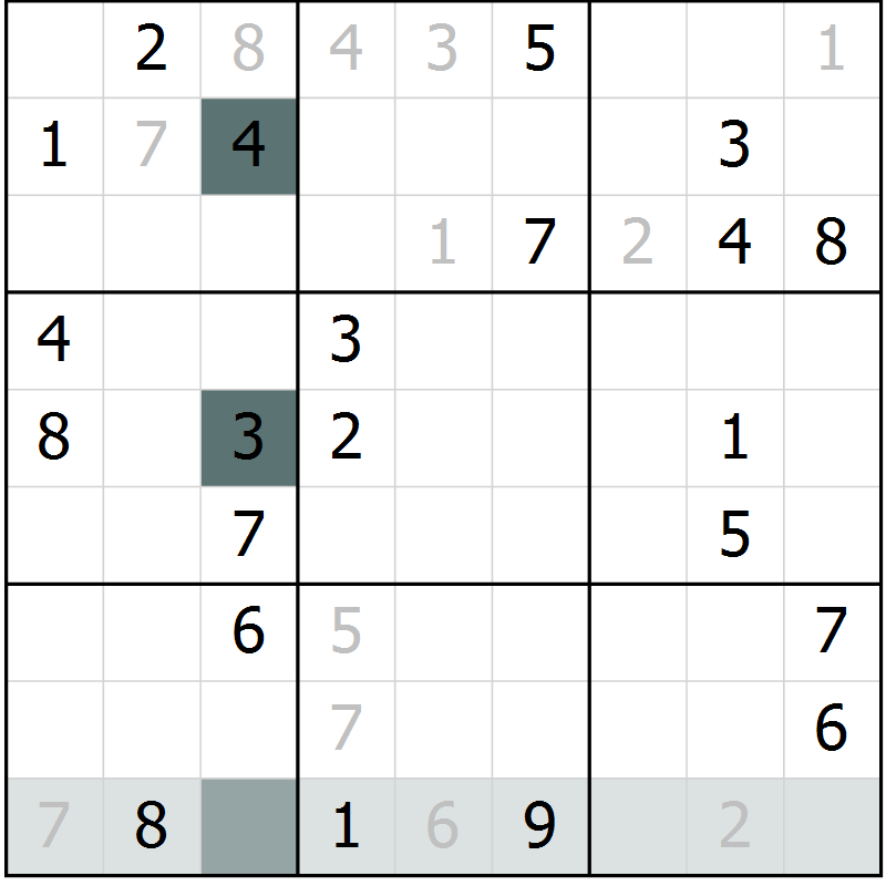 Position des candidats pour la solution de la Gr 28 page 30 du magazine de sudoku Expert n° 019