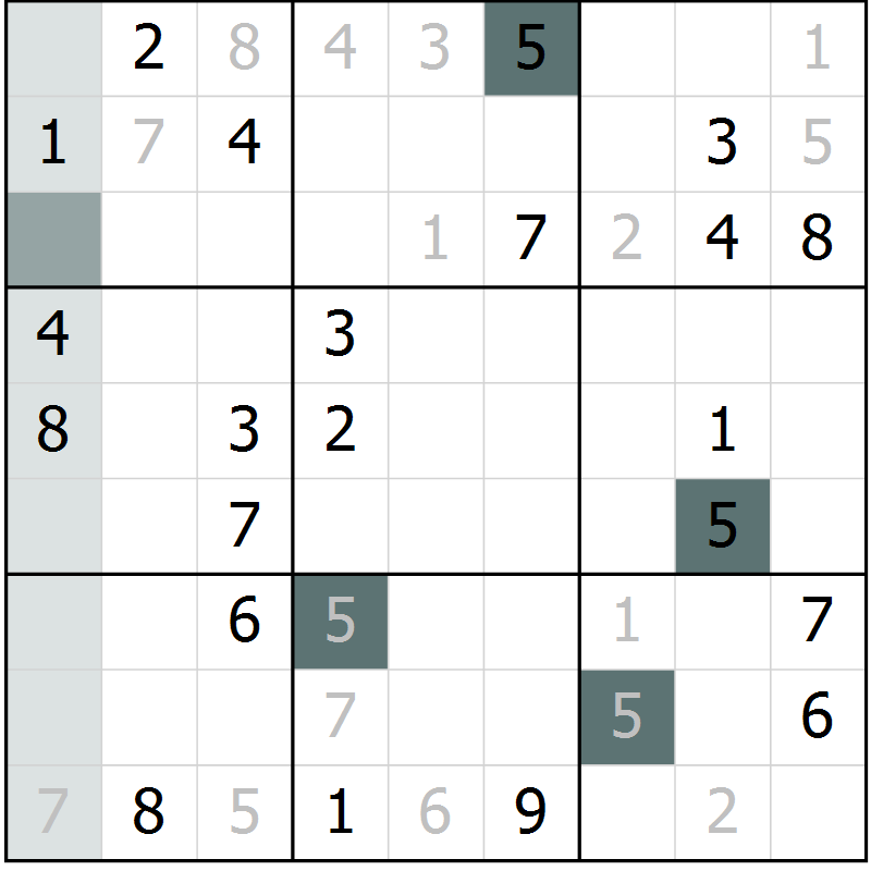 Position des candidats pour la solution de la Gr 28 page 30 du magazine de sudoku Expert n° 019